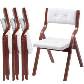 Wooden Folding Chairs with Cushion, Set of 4, Portable Foldable Cushion Chair with Wooden Frame, Modern Padded Dining Chair for Kitchen, Office (Default: Default)